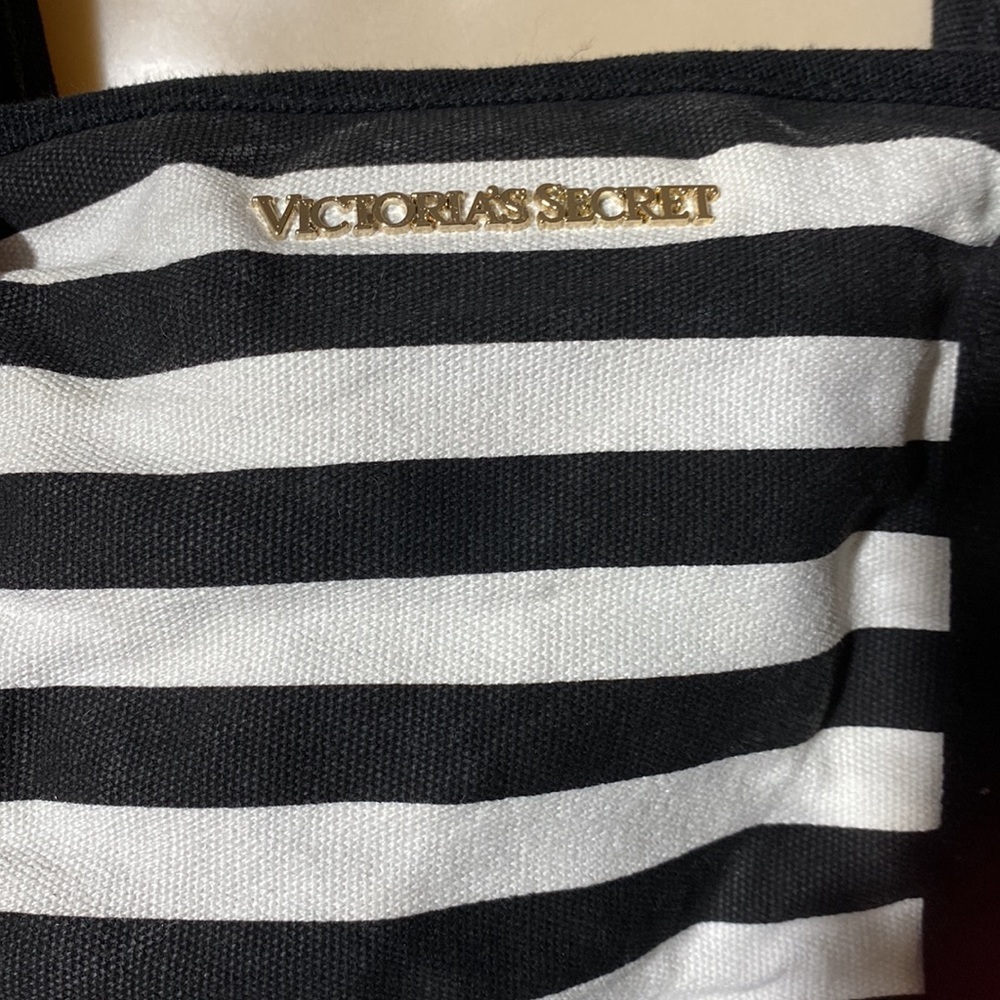 Victoria Secret Tote Bag Large Canvas Pink Black​​​ - Picture 2 of 6
